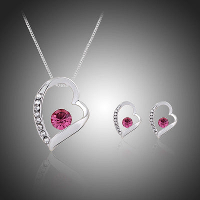 Crystal Heart Jewelry Set