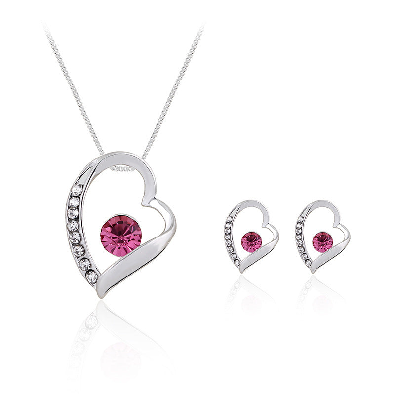 Crystal Heart Jewelry Set